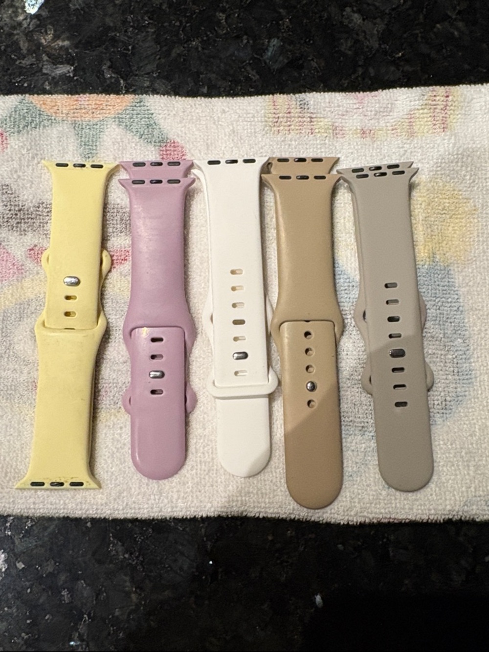 Assorted Silicone Watch Bands - Pastel Yellow, Mauve, White, Tan, Taupe